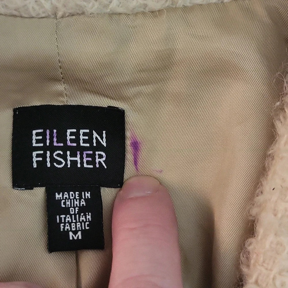 Eileen Fisher Wool Ivory Jacket Blazer Lined Collared Womens Size Medium - Picture 8 of 8